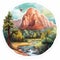 Sedona National Park Sticker Round Wc C - Spectacular Landscapes In Cyril Rolando Style