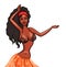 The seductive black girl dancing in the transparent skirt, isolated. Big size of the image