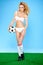 Seductive Female Soccer Player in Outfit