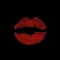 seductive imprint of red lipstick trace on black isolated background