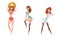 Seductive Pin up Girls Set, Beautiful Sensual Young Women Dressed Stylish Clothing Posing Cartoon Style Vector