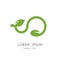 Seed and sprout logo - grain, stem and green leaves