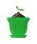 Seeding in a green pot. Vector Illustration.