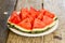 Seedless watermelon cut into wedges