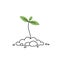 Seedling germination. Sprout on the pile of soil. Vector line. Editable outline stroke.