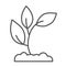 Seedling in soil thin line icon, nature concept, Sprout growth in ground sign on white background, young growth icon in