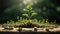 Seedlings sprout with vigor atop a mound of gleaming coins