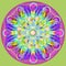 SEEDS COLORFUL MANDALA, BRIGHT COLORS, PLAIN OLIVE BACKGROUND