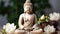 Seeking Zen, Buddha\\\'s Meditative Pose amid Lotus Blossoms