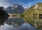 Seekofel reflecting at Lake Prags