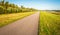 Seemingly endless country road in a Dutch polder