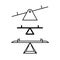 Seesaw balance icons. Three see saw line style illustrations.