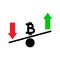 Seesaw. Bitcoin exchange rate fluctuation concept