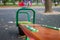 A seesaw on children`s playground, selective focus