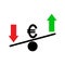 Seesaw. Euro exchange rate fluctuation concept