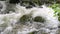 Seething picturesque clean mountain river in slow motion. The strength and beauty of a mountain stream