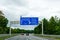 Seevetal, Germany - August 28, 2021: Road traffic on the German Highway autobahn A7 with road signs