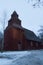 Seglora church. Skansen Open-Air Museum in winter time, Stockholm, Sweden