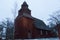 Seglora church. Skansen Open-Air Museum in winter time, Stockholm, Sweden