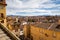 Segovia cityscape with narrow stone streets, medieval architecture and Iglesia de San Martin, Spain