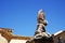 Segovia - detail of the Fountain Cherubs with fish - in San Martin Square