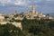 Segovia gothic cathedral and city walls. Segovia cityscape. Castile and Leon. Spain.