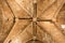 Segovia, Spain - October 9, 2017: Ceiling of the house of bell ringer campanero with the detail of holes were in the past,
