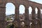 Segovia. View of the city from behind the aqueduct.