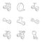 Segway, monowheel, hoverboard icons set