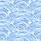 Seigaiha wave watercolor seamless pattern. Japanese motifs drawn by brush on paper. Print for textiles with a nautical theme.