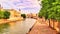 Seine River, Paris, France, Oil Painting Style