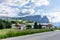 Seiser Alm, Italy - 29 June 2018: The entrance of Seiser Alm Compatsch, Alpe Di Siusi in Italy