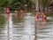 Seismic survey workers in the shrimp farm