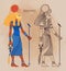 Sekhmet, the goddess of the sun, fire plagues, healing and war In Egyptian mythology. Vector isolated illustration. A