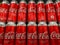 SELANGOR, MALAYSIA - 10 JULY 2020 : Rows of Coca Cola cans drink on display in a grocery store.