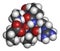 Selank nootropic and anxiolytic peptide drug molecule. 3D rendering. Atoms are represented as spheres with conventional color.