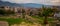 SELCUK, TURKEY: Top view of ancient ruins, aqueduct and Selcuk town.