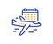 Select flight line icon. Airplane with calendar sign. Vector