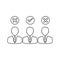 Select, right, candidate, man icon. Outline vector graphic.
