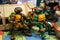 Selected focused of classic fictional action figure character TEENAGE MUTANT NINJA TURTLE.