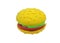 Selected focused of fake burger and french fries made from colorful toy soft rubber