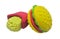 Selected focused of fake burger and french fries made from colorful toy soft rubber