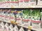 Selected focused on liquid detergent displayed on the rack inside the huge supermarkets.
