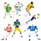 A selection of American football players on a white background - Vector