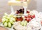 Selection of Cheeses presented on a silver platter with home made chutney