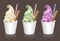 Selection of colorful ice cream scoops.