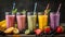 Selection of colorful smoothies