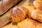 Selection of French pastries and a baguette