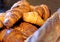 Selection of French pastries and a baguette