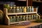 a selection of healthful herbal teas in a wooden rack